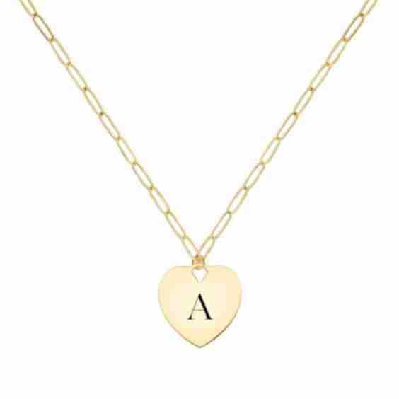 Engravable Flat Heart Pendant with Adelaide Mini Chain