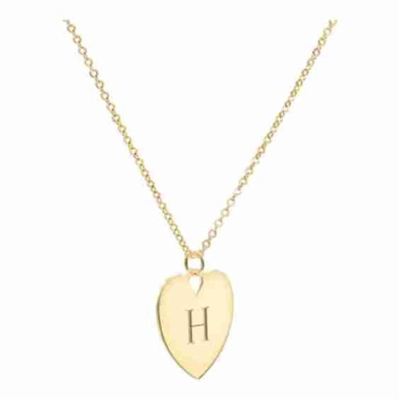 Engravable Flat Heart Pendant with Classic Chain