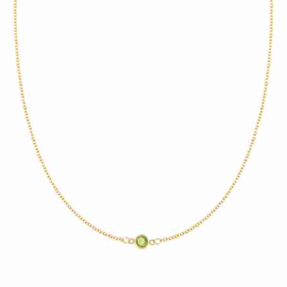 Petite 1 Peridot Necklace In 14 K Gold August