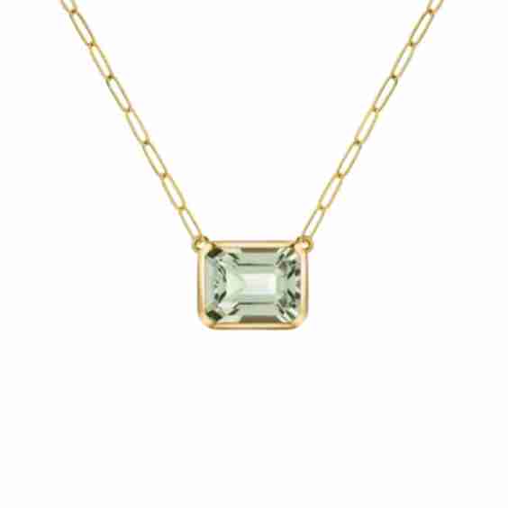 Warren Green Amethyst Necklace on Adelaide Mini Chain in 14k Gold (February)