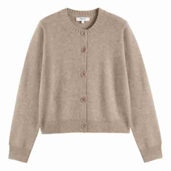 Crew-Neck Button Cardigan