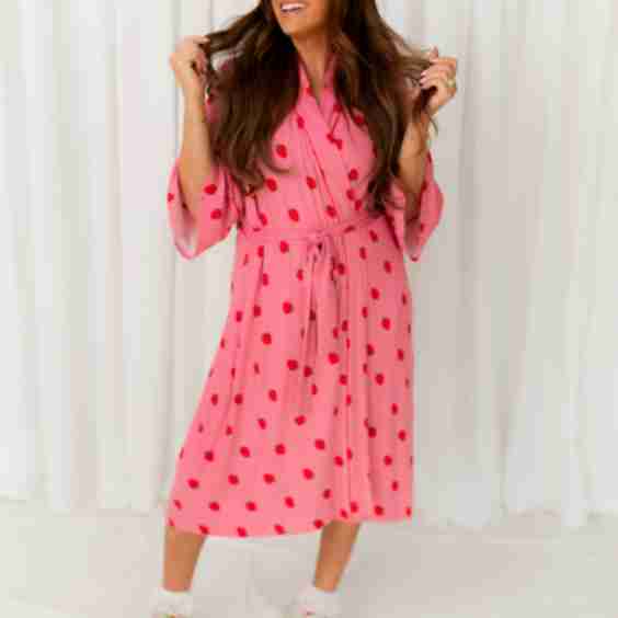 Strawberry Ribbed Robe