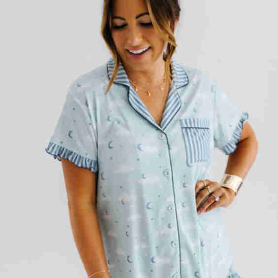 Cloud Ruffle Ribbed Pajama Set