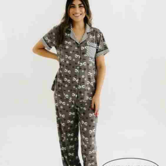 Skelly Ribbed Cropped Pajama Set
