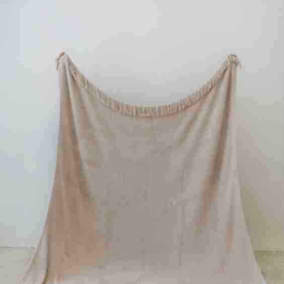 Cream Waffle Fringe Blanket 90*90