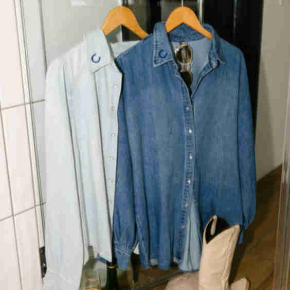 The Oversized Horseshoe Denim Top