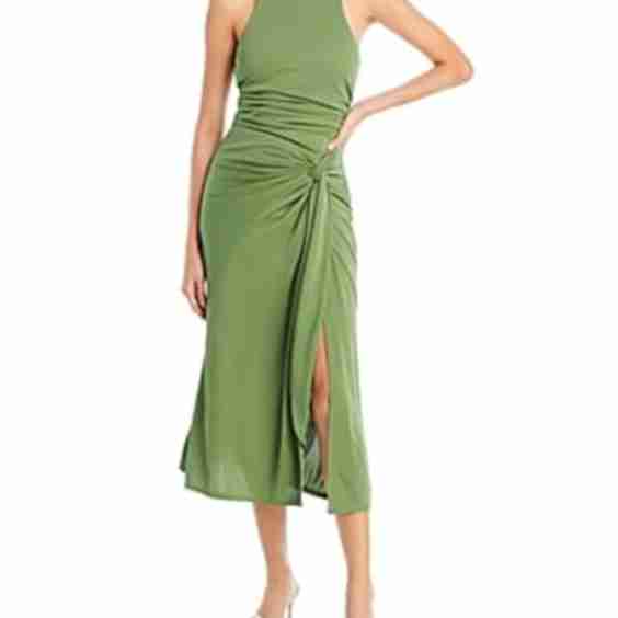Rori Tie Waist High Neck Midi Dress