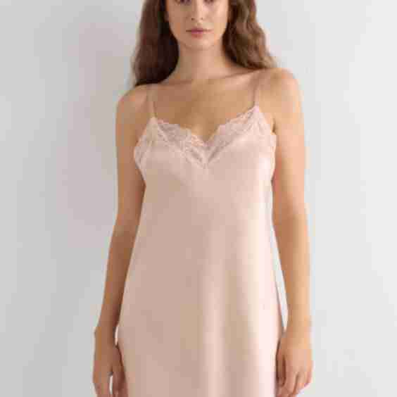 Silk Slip with Lace Insert Detail