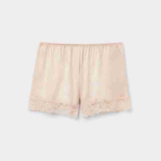 Lace Trim Silk Shorts