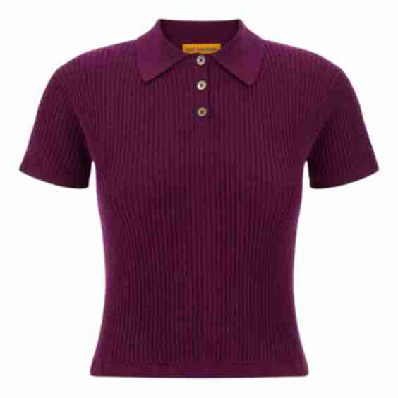 Shrunken Cashmere Polo Top