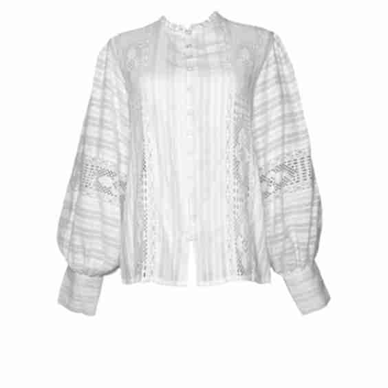 Crochet Ribbon Lace Top White