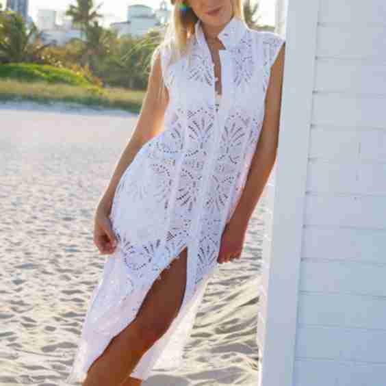Sleeveless Marrakech Kaftan Midi Iris Eyelet