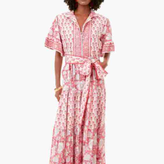 Exclusive Punch Pink Parterre Flutter Sleeve Kaftan