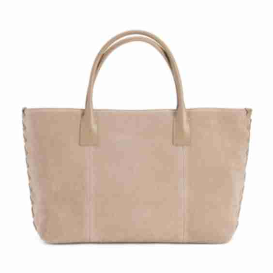Suede Tote With Side Stitching