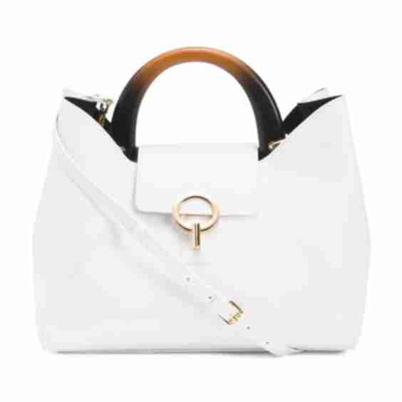 Made In Italy Leather Half Moon Handle Satchel