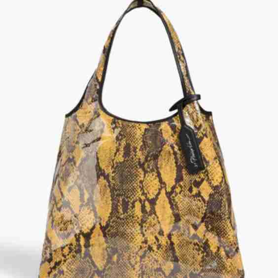 Snake-Print Vinyl Tote Bag