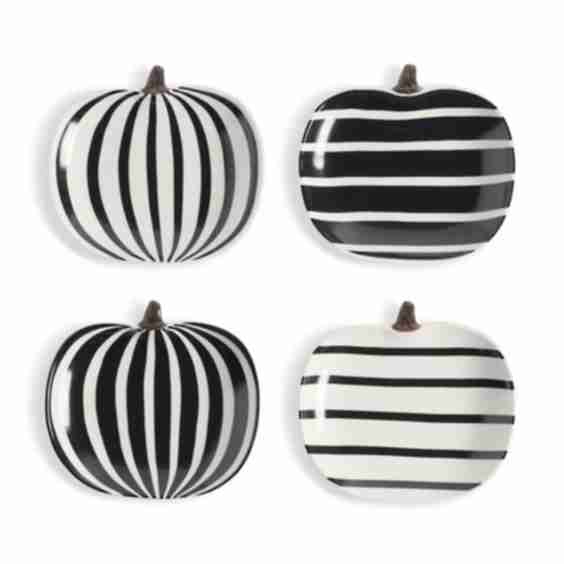 Pinstripe Pumpkin Plates, Set of Four