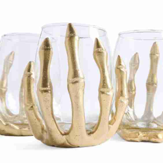 Skeleton Hand Wine Glasses Set Of Four