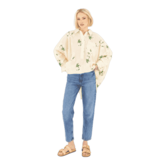 Daisy Embroidered Boyfriend Shirt