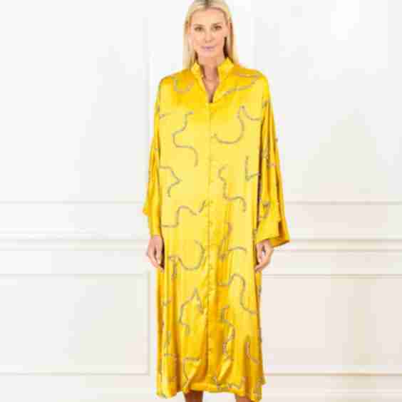 Satin Maxi Open Front Caftan
