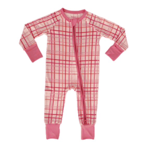 Orange and Pink Plaid Zipper Romper