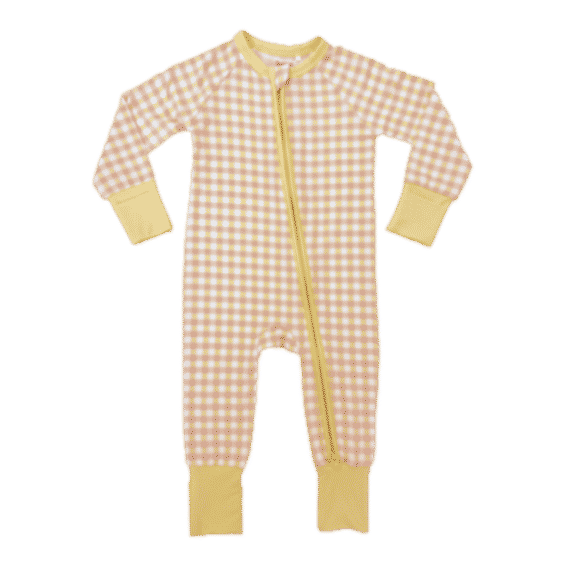 Yellow Plaid Zipper Romper