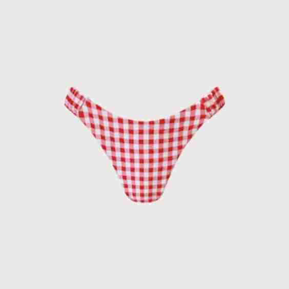 Plaid Ruched Bikini Bottom