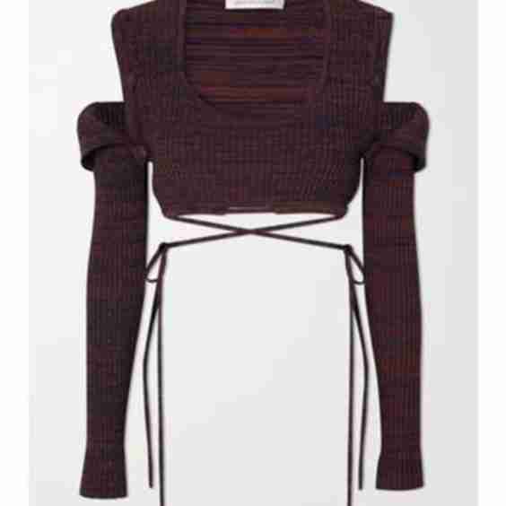 Convertible Cropped Space-Dyed Ribbed-Knit Top