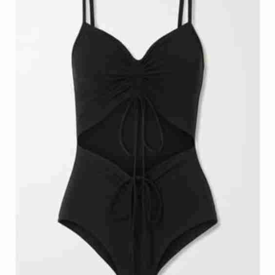 Tie-Detailed Ruched Cutout Swimsuit