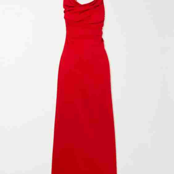 Open-Back Draped Crepe Maxi Dress