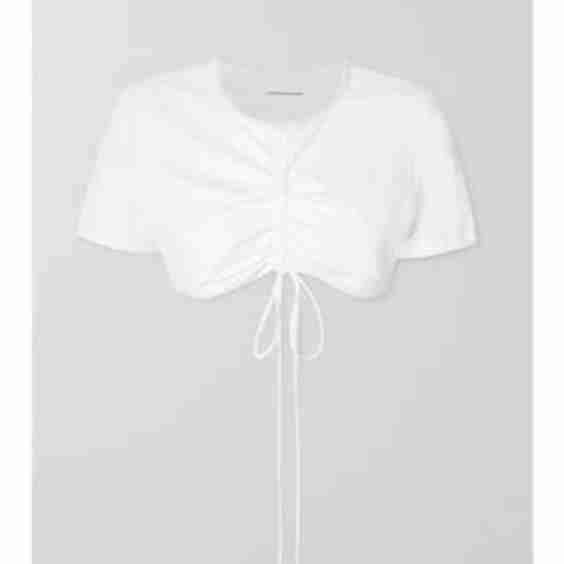 Tie-Detailed Ruched Bikini Top
