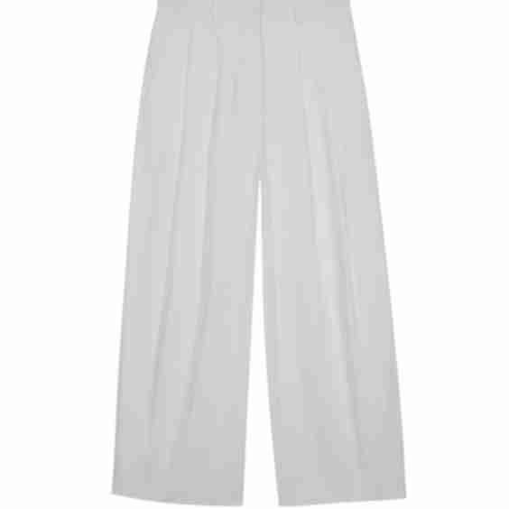 BERLIN - White Cotton Twill Pleated Trouser