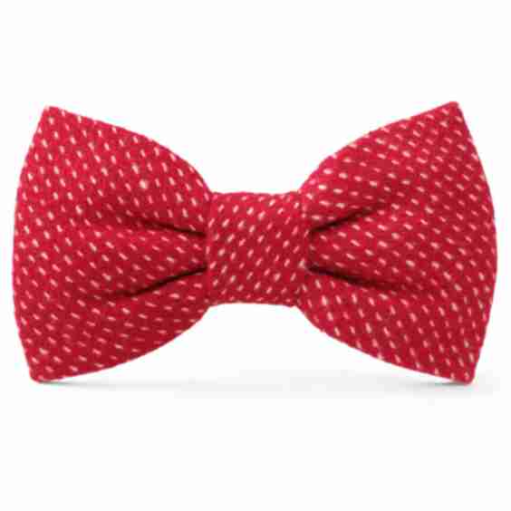 Berry Stitch Flannel Dog Bow Tie