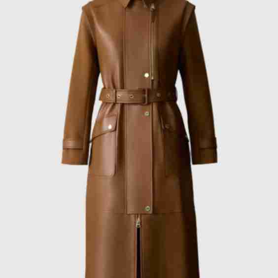 EVELINA 2-in-1 long Lamb Leather Coat with Removable Sleeves
