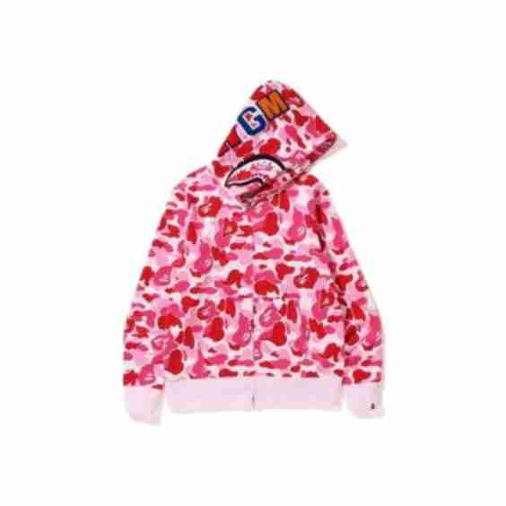 Big ABC Camo Shark Full Zip Hoodie Pink