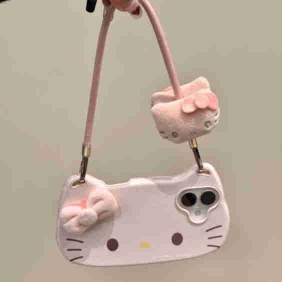 Chic Sanrio Hello Kitty Plush Bowknot Handbag iPhone Case