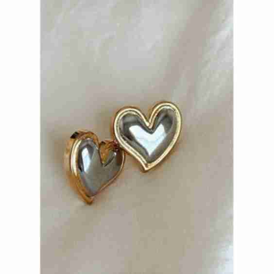Two Tone Heart Studs 