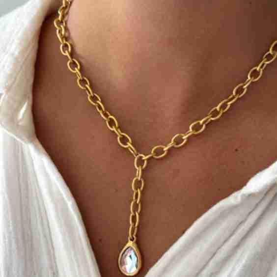 Pear Lariat Necklace