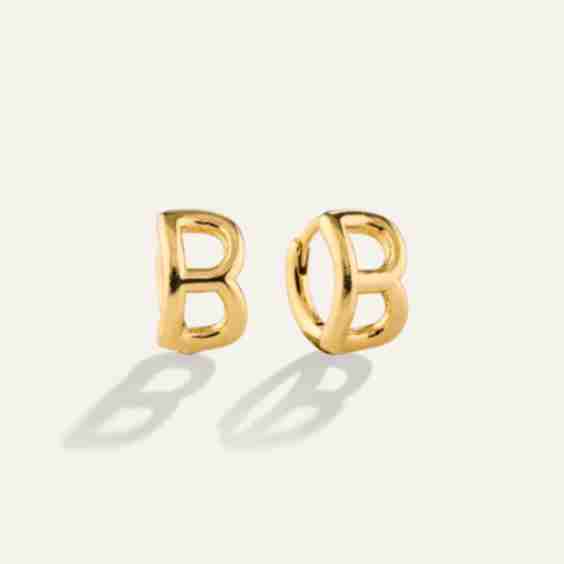 Initial Letter Hoop Earrings