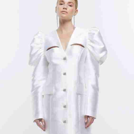 White Cut Out Blazer Dress