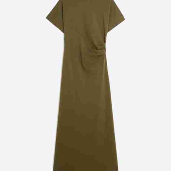 Short Sleeve Drape Side Midi Dress