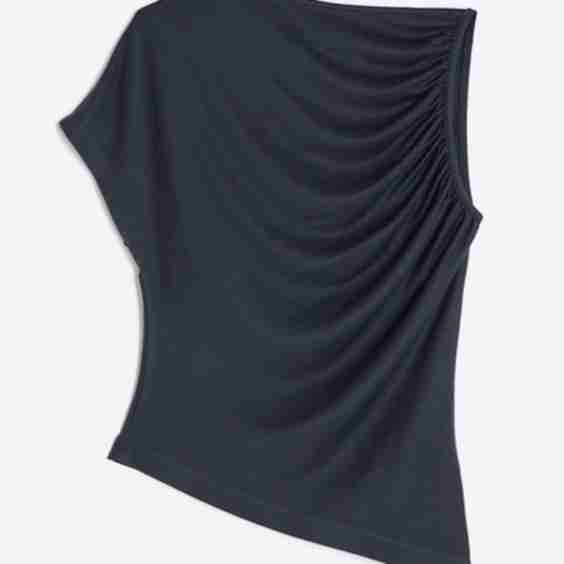 Asymmetric Short Sleeve Drape Top