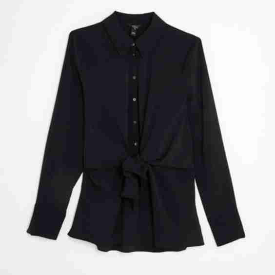Long Sleeve Tie Waist Shirt