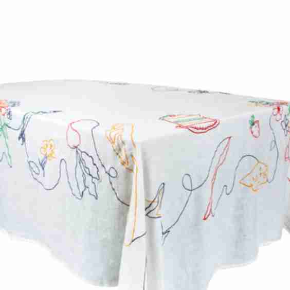 Fête Linen Embroidered Tablecloth