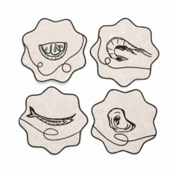 Line Drawing Linen Coasters
