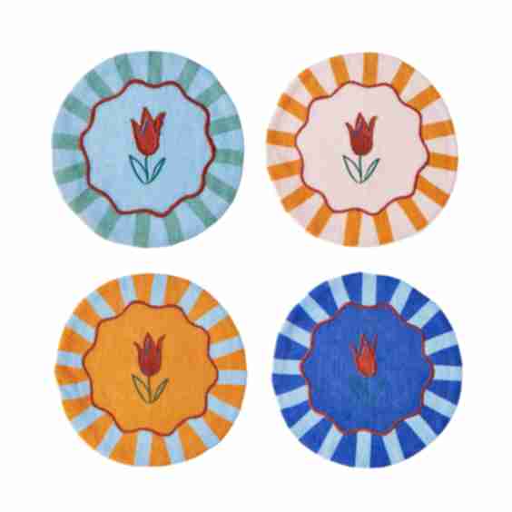 Jardin Embroidered Linen Coasters (Set of 4)