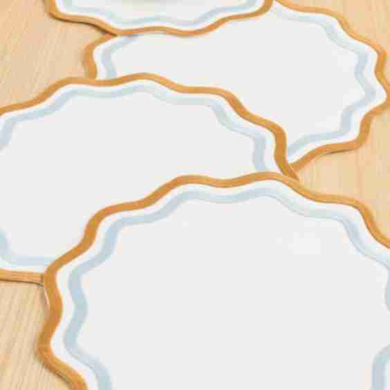 Set Of 4 Linen Embroidered Place Mats
