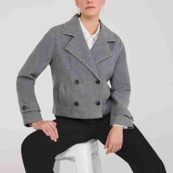 Waisted Faux Wool Trench Jacket