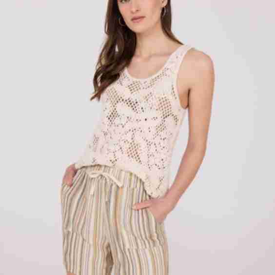 Scoop Neck Crochet Cotton Tank Top