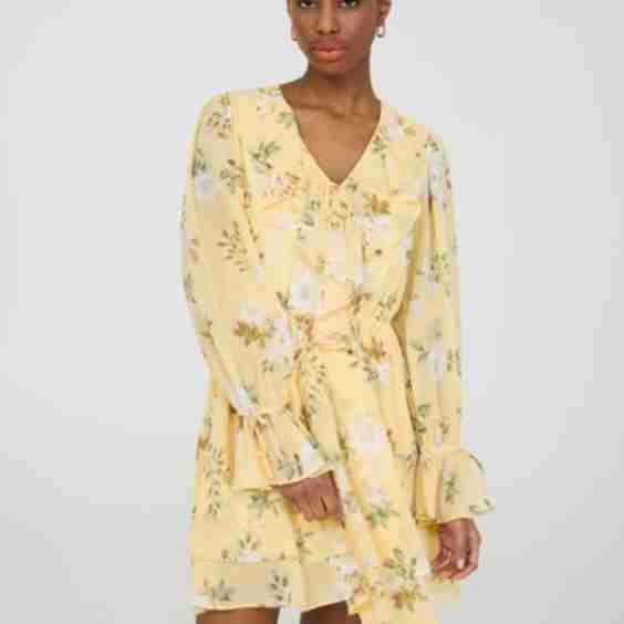 Floral Ruffle Chiffon Mini Dress